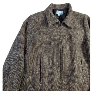 Pendleton Country Clothes Wool-Blend Herringbone Bomber Jacket Women M Brown/Tan